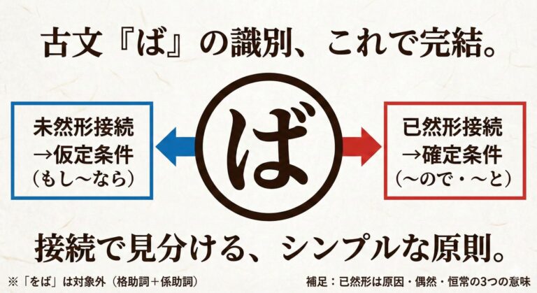 古文「ば」の識別を完全攻略｜未然形と已然形の見分け方を図解で解説