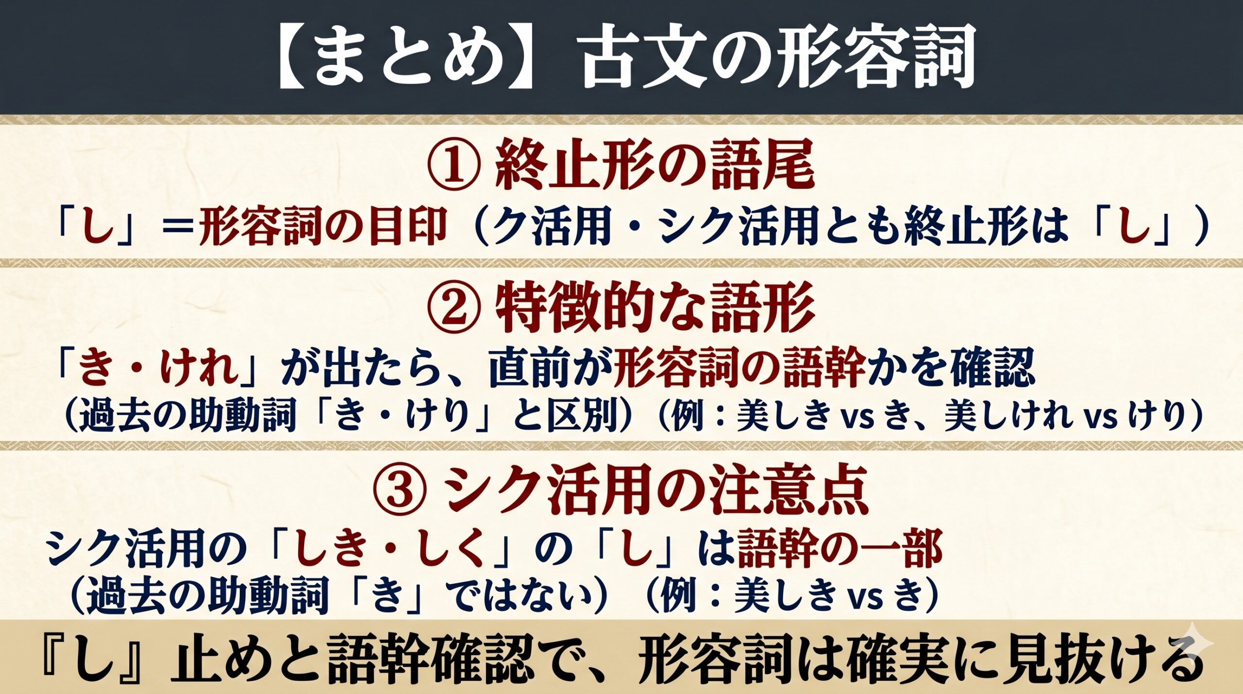 古文の形容詞のまとめ