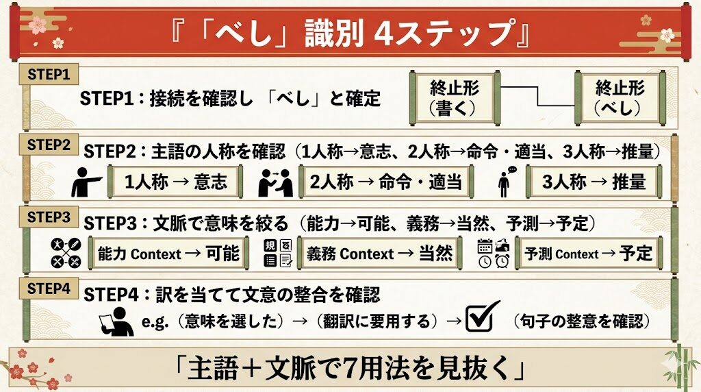 古文「べし」識別方法