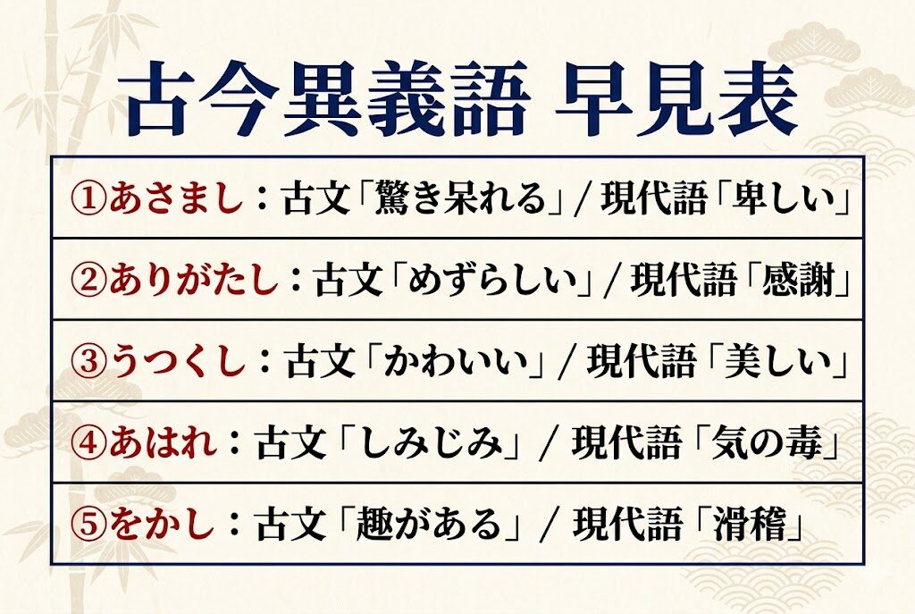 古今異義語 早見表