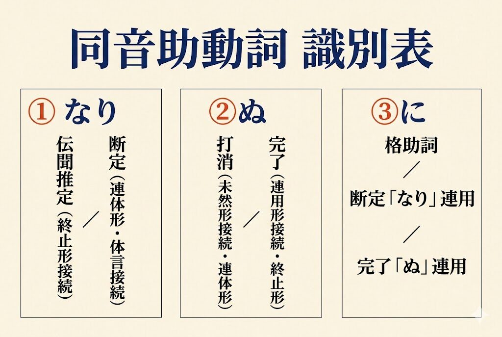 同音助動詞 識別表