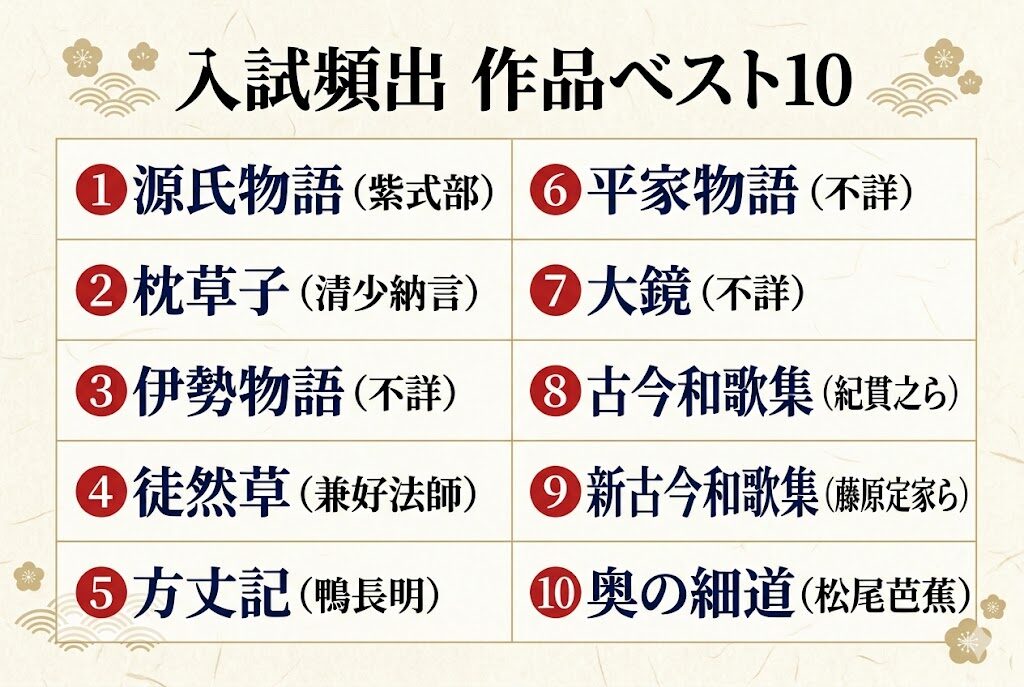 入試頻出 作品ベスト10