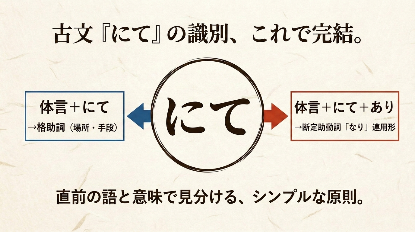 古文『にて』識別 ヒーロー