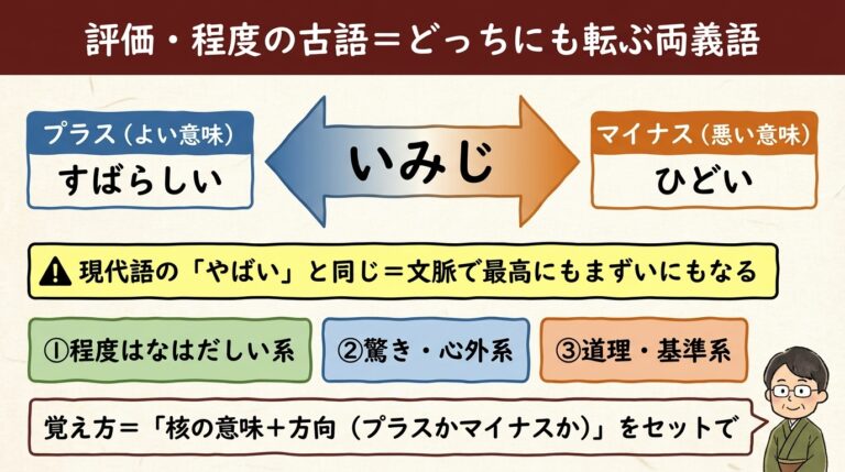 評価・程度の古語まとめ|いみじ・ゆゆし・あさまし…良い意味と悪い意味 | 誰でも古典塾