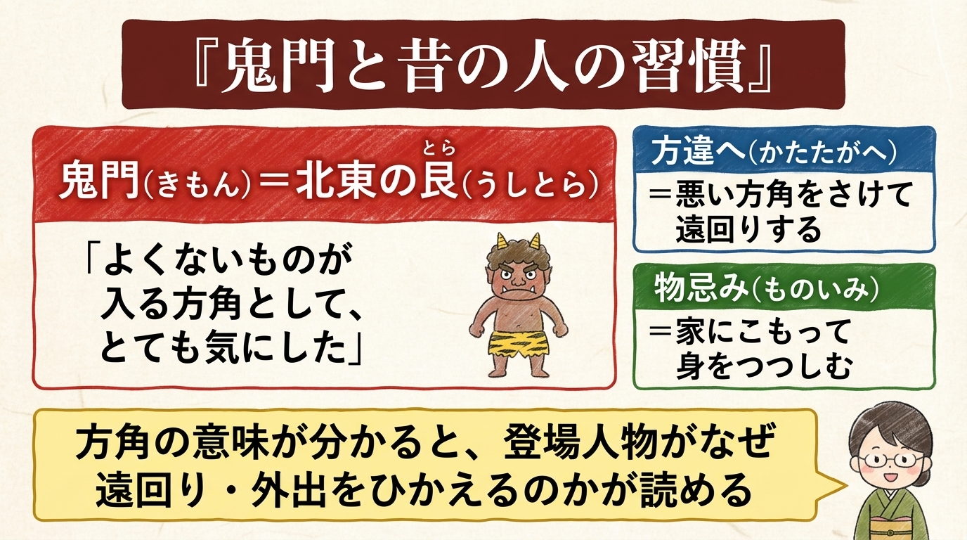 鬼門は北東の艮 方違へ・物忌み 図解