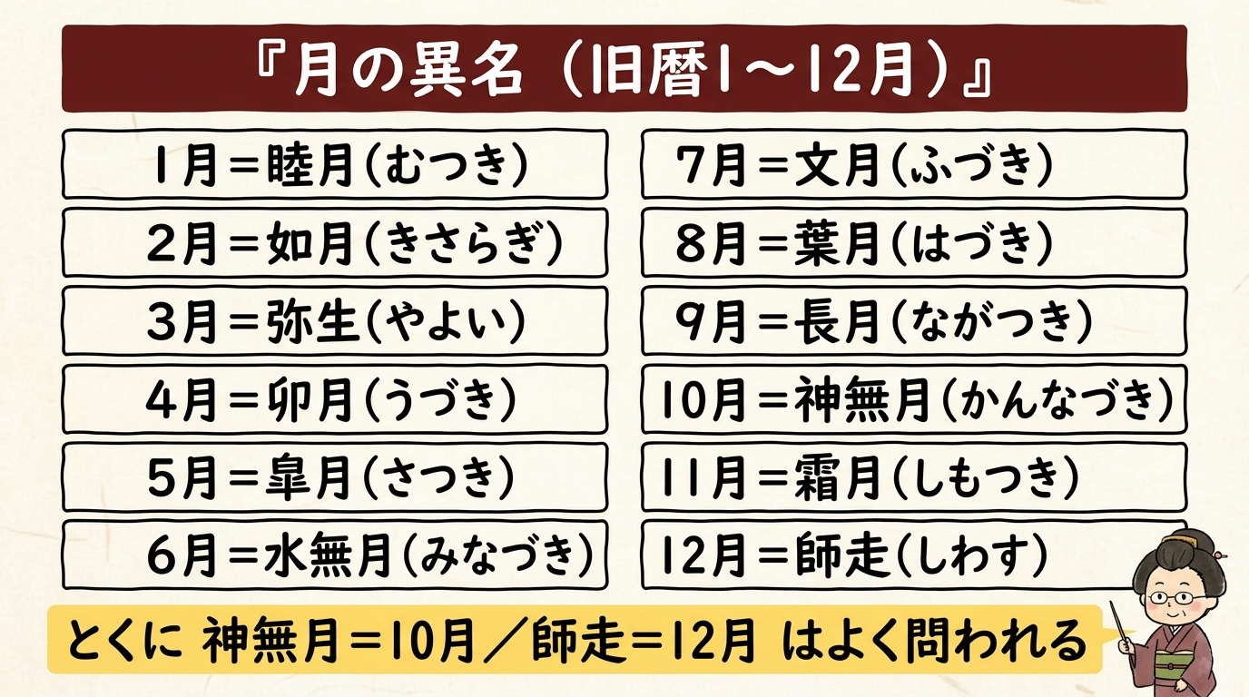月の異名 早見表 睦月から師走まで