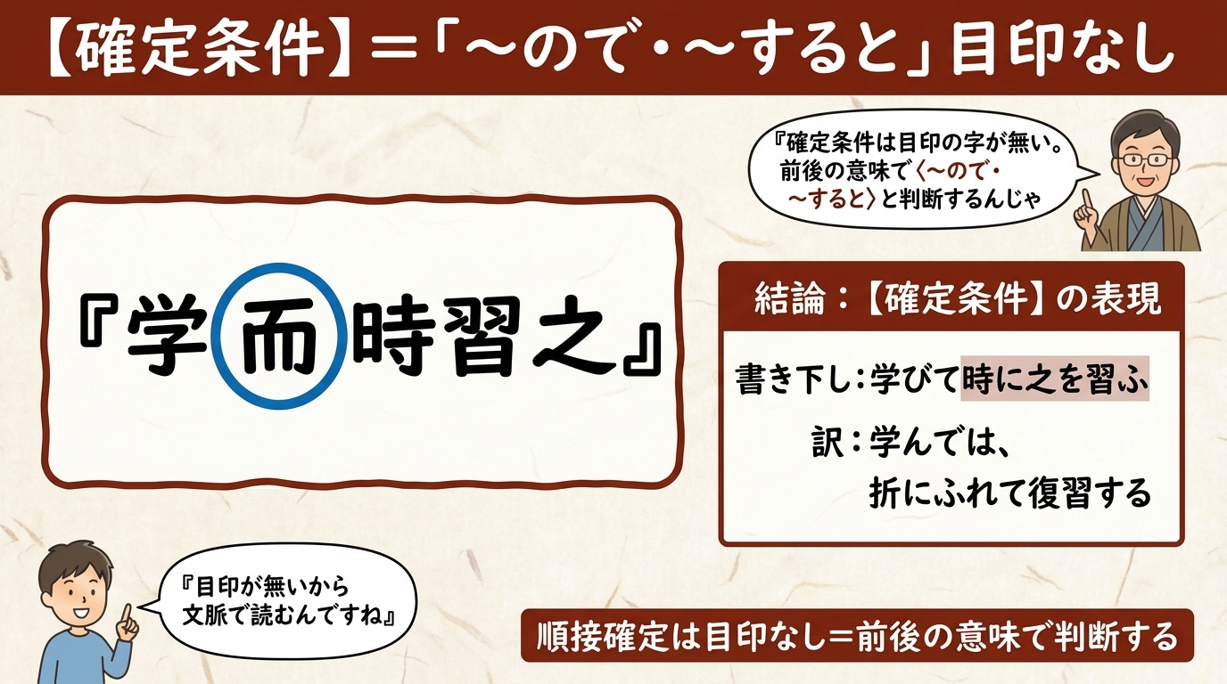 漢文 確定条件の図解|学而時習之 目印なし前後で判断