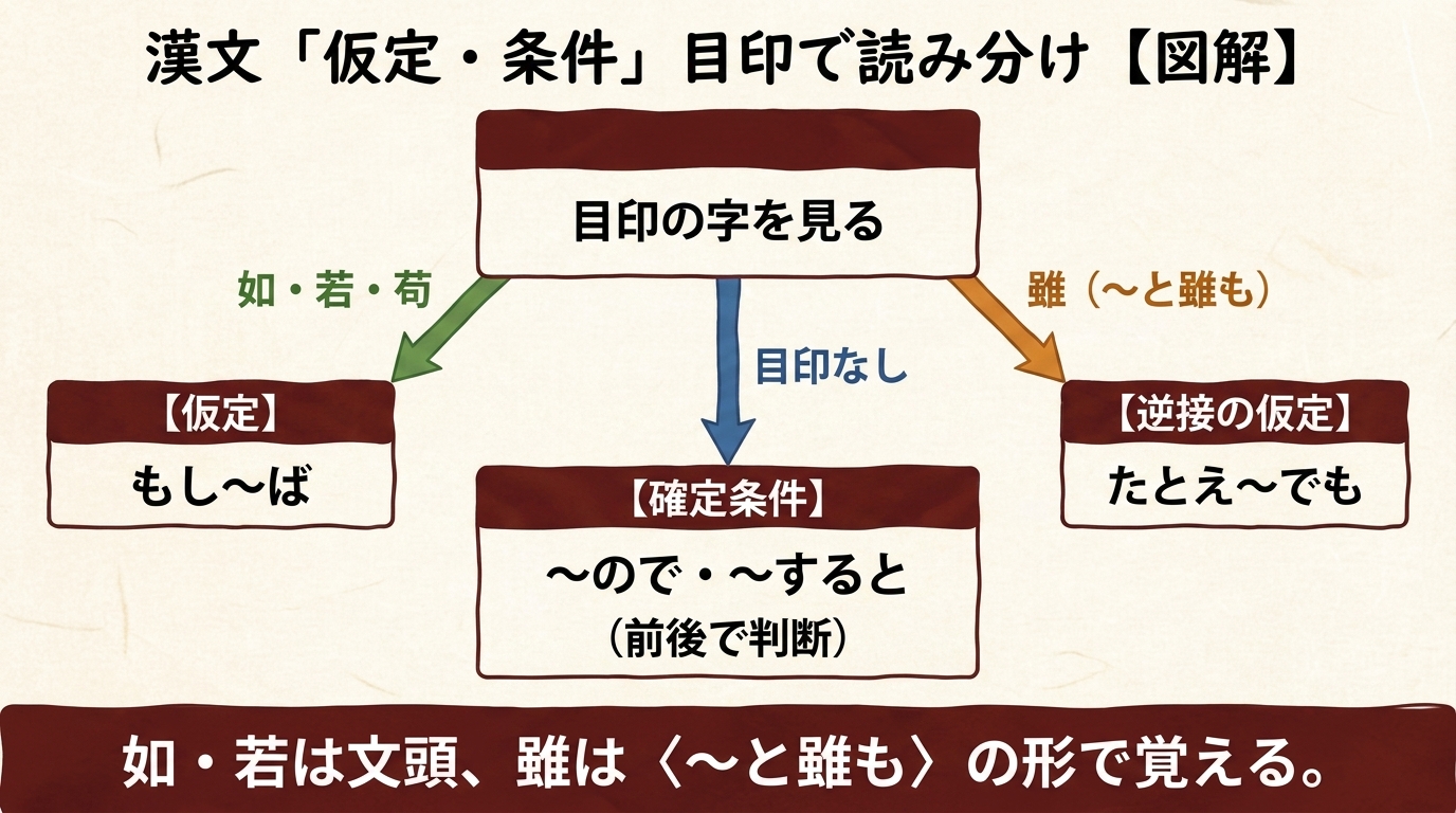 漢文 仮定・条件 目印で読み分け 図解|如若苟・雖