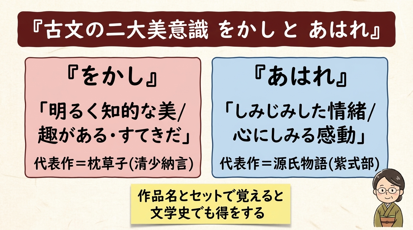 古文の二大美意識 をかしとあはれ 図解
