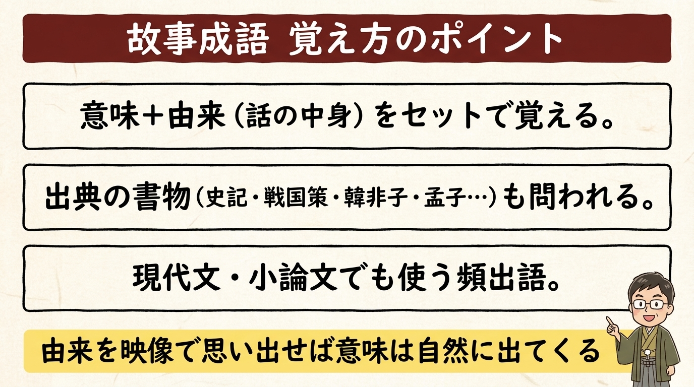 故事成語の覚え方 意味＋由来をセットで・出典も問われる・現代文小論文で頻出