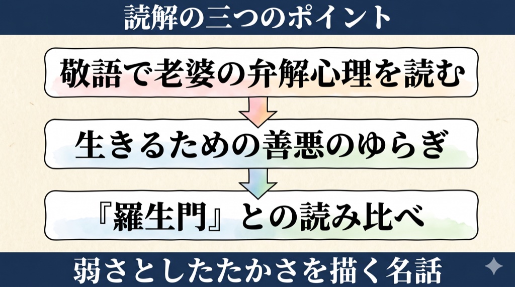 今昔物語集『羅城門』 読解の3つのポイント の図解