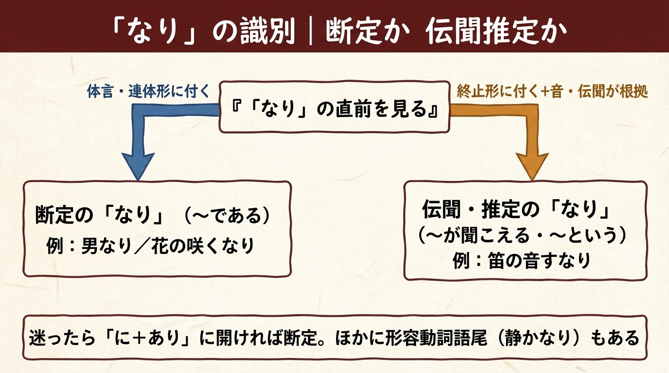 「なり」の識別 図解｜断定か伝聞推定か