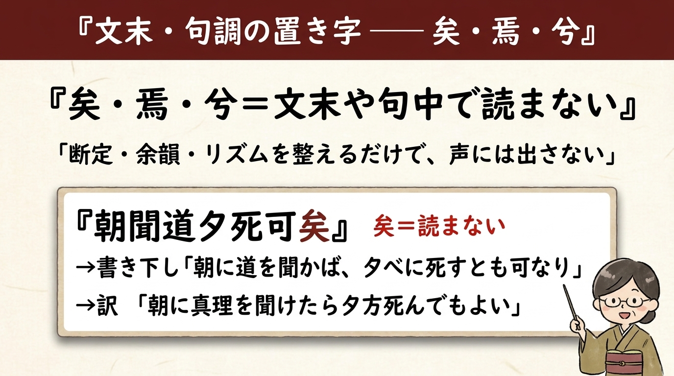 文末の置き字 矣焉兮 図解｜朝聞道夕死可矣