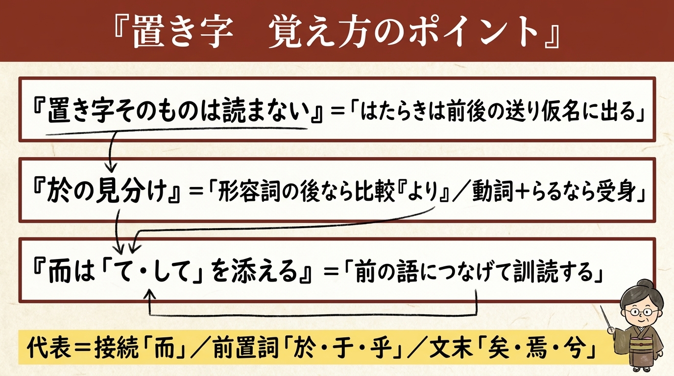 置き字の覚え方のポイント 図解