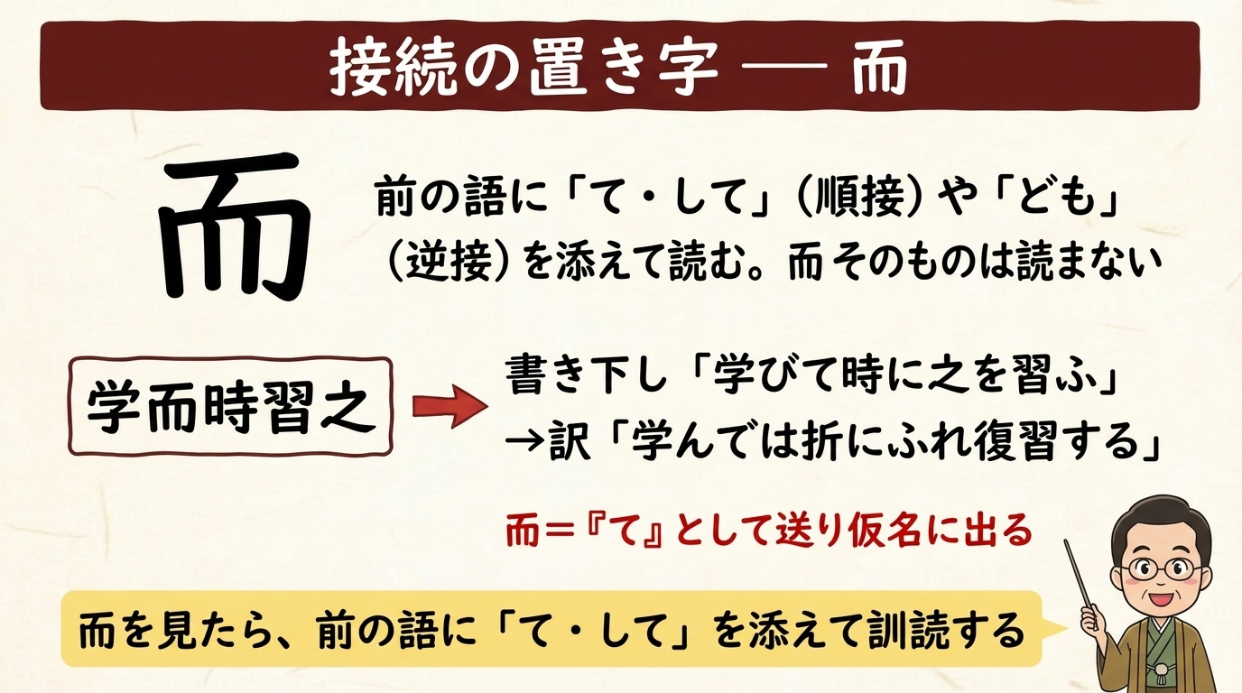 接続の置き字 而 図解｜学而時習之