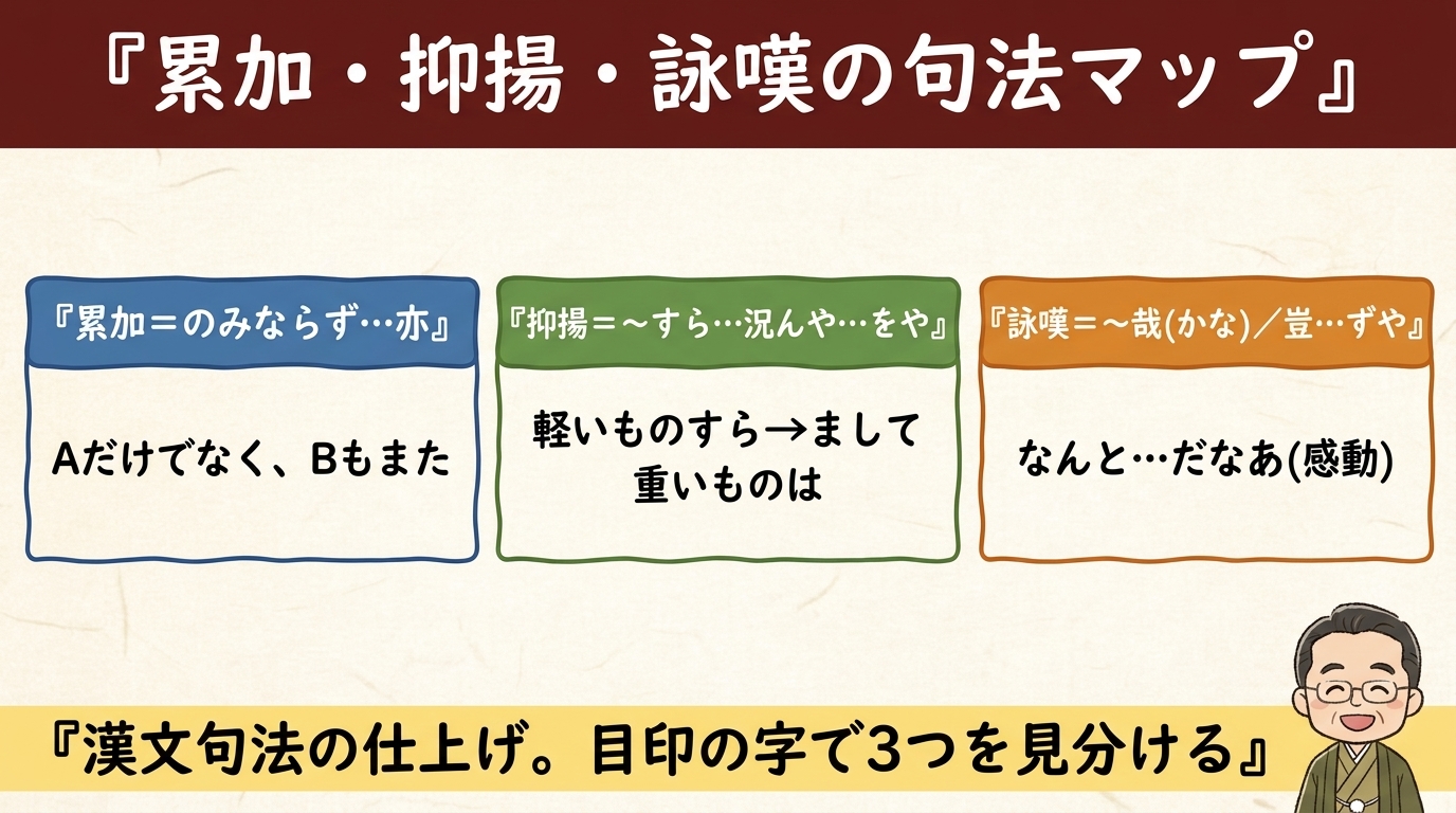 累加・抑揚・詠嘆の句法マップ 図解