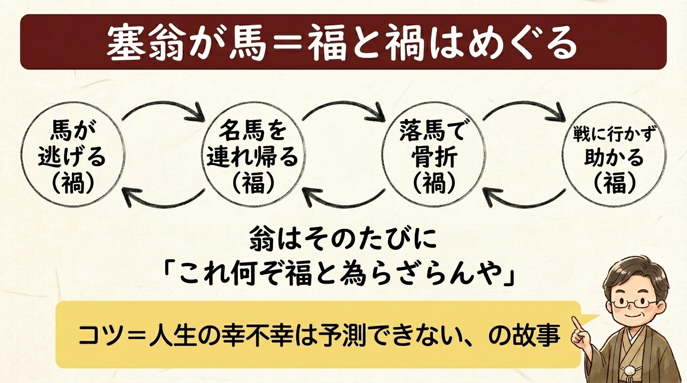塞翁が馬=福と禍はめぐる 図解